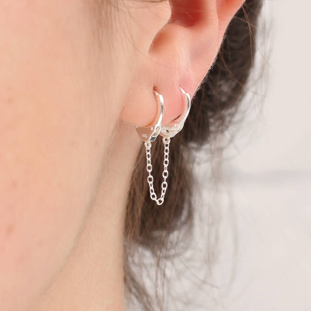 Sterling Silver Handcuff Earrings