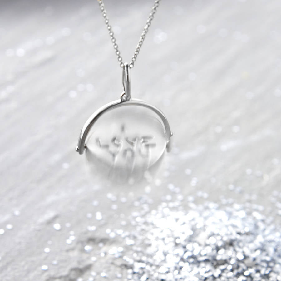 Personalised Sterling Silver 'I Love You' Spinner Disc Necklace