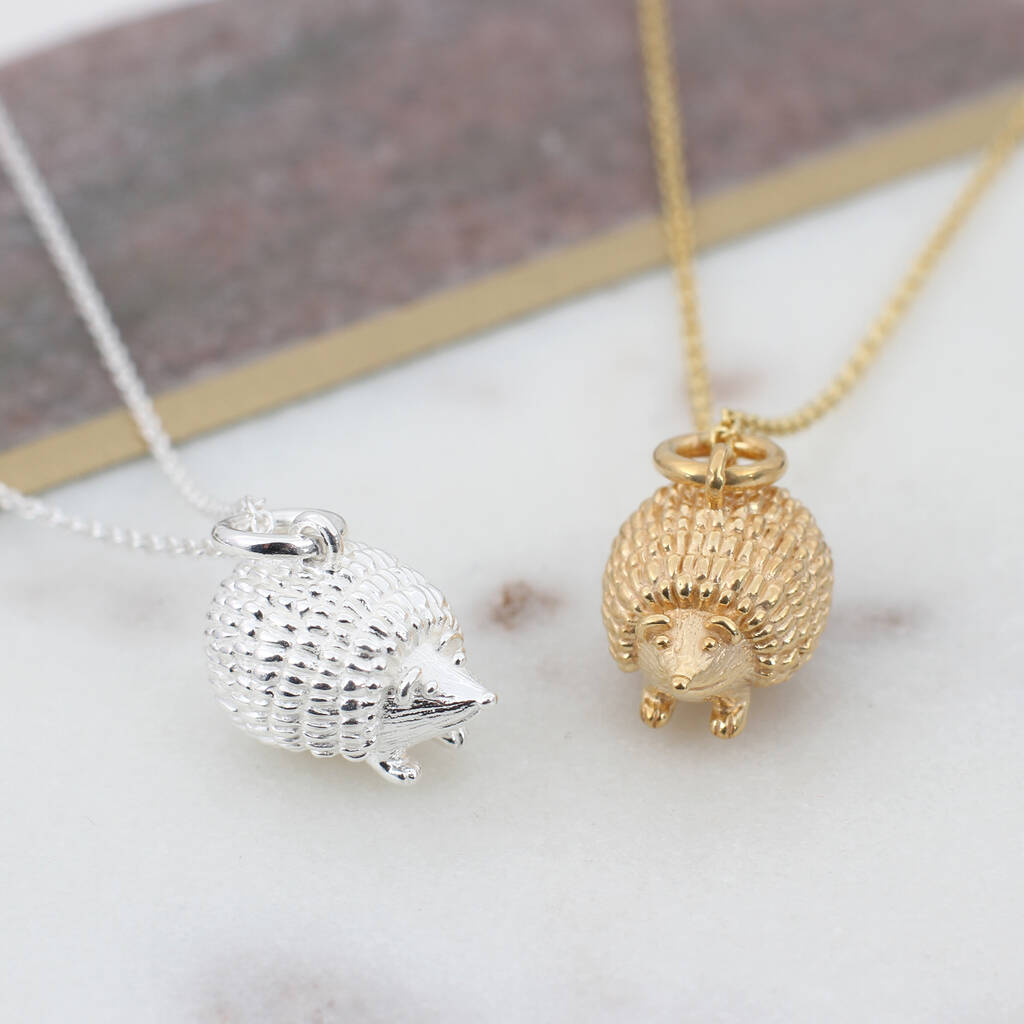 Sterling Silver or 18ct Gold Plated Hedgehog Necklace
