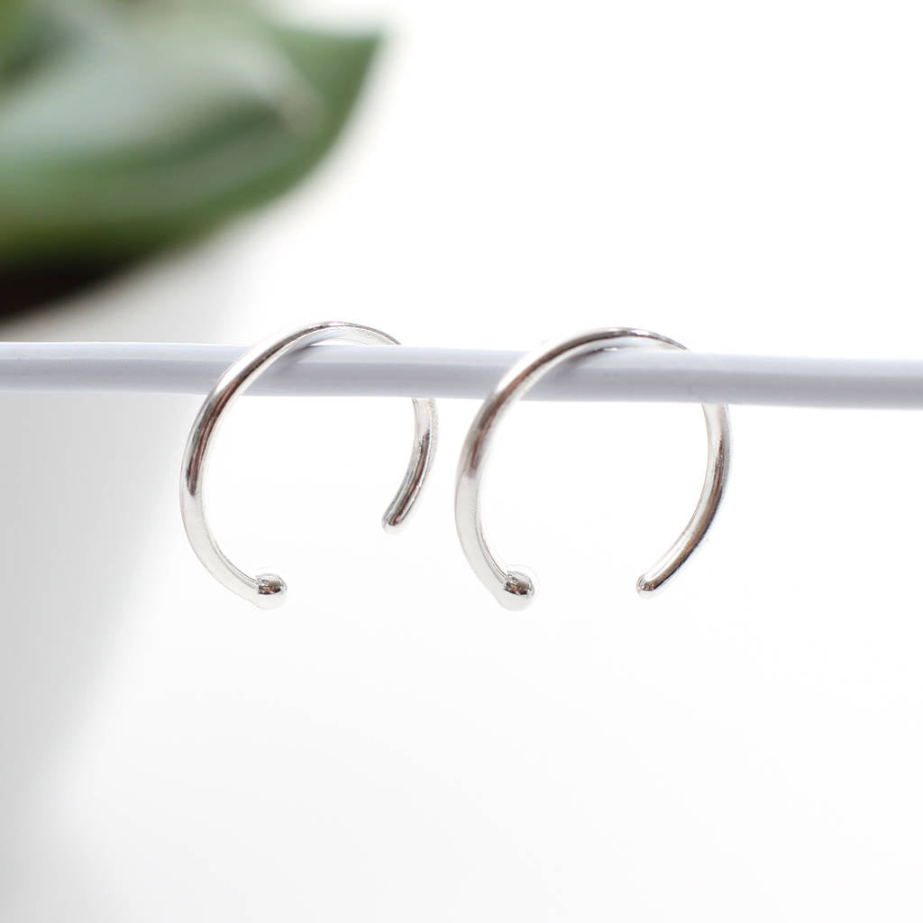 18ct Gold Plated Or Sterling Silver Pull Through Mini Hoop Earrings