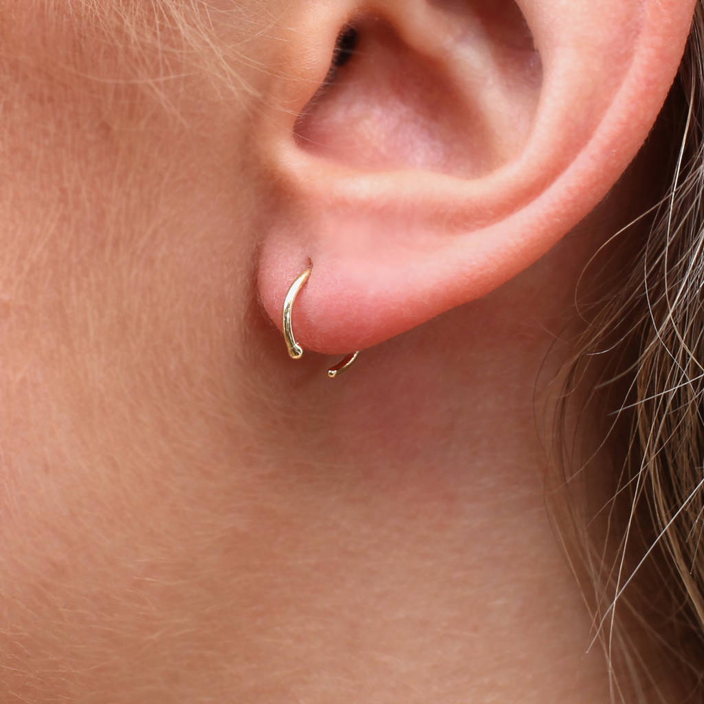 18ct Gold Plated Or Sterling Silver Pull Through Mini Hoop Earrings