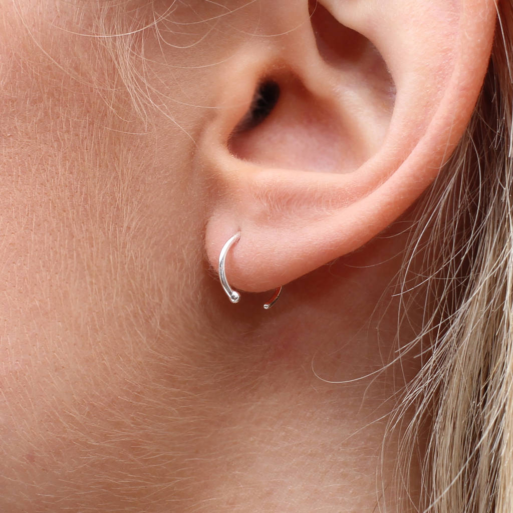 18ct Gold Plated Or Sterling Silver Pull Through Mini Hoop Earrings