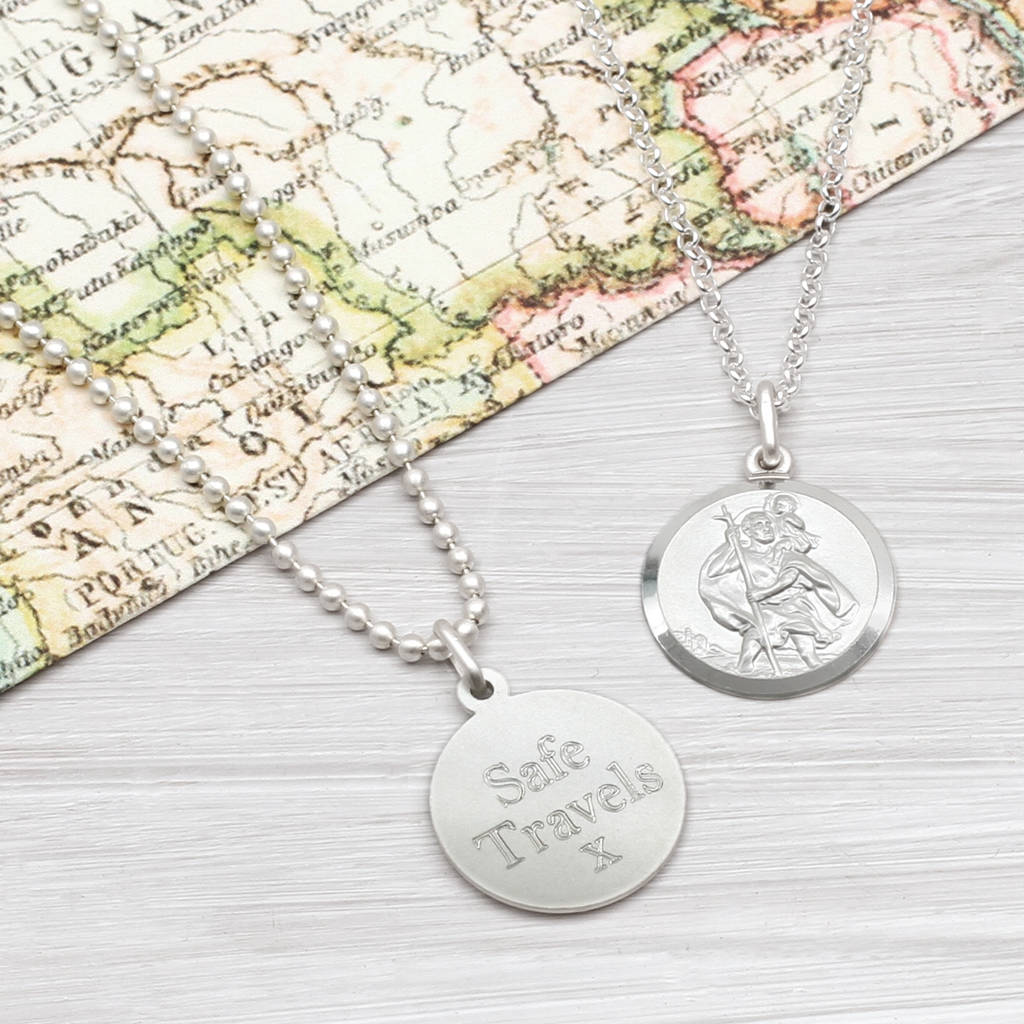 Sterling Silver St Christopher Personalised Necklace