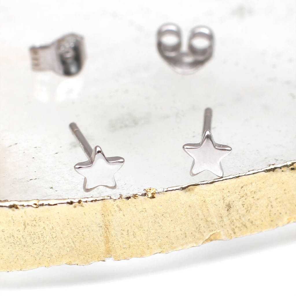 Sterling Silver or 18ct Gold Plated Tiny Star Stud Earrings
