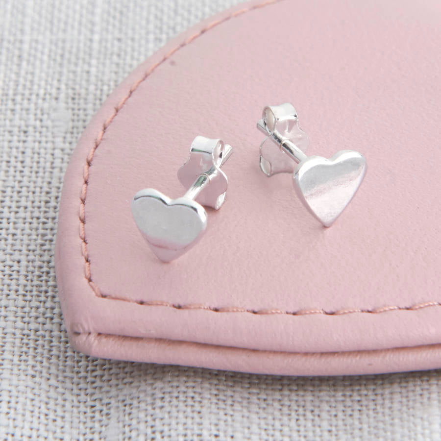 Tiny Sterling Silver Heart Earrings