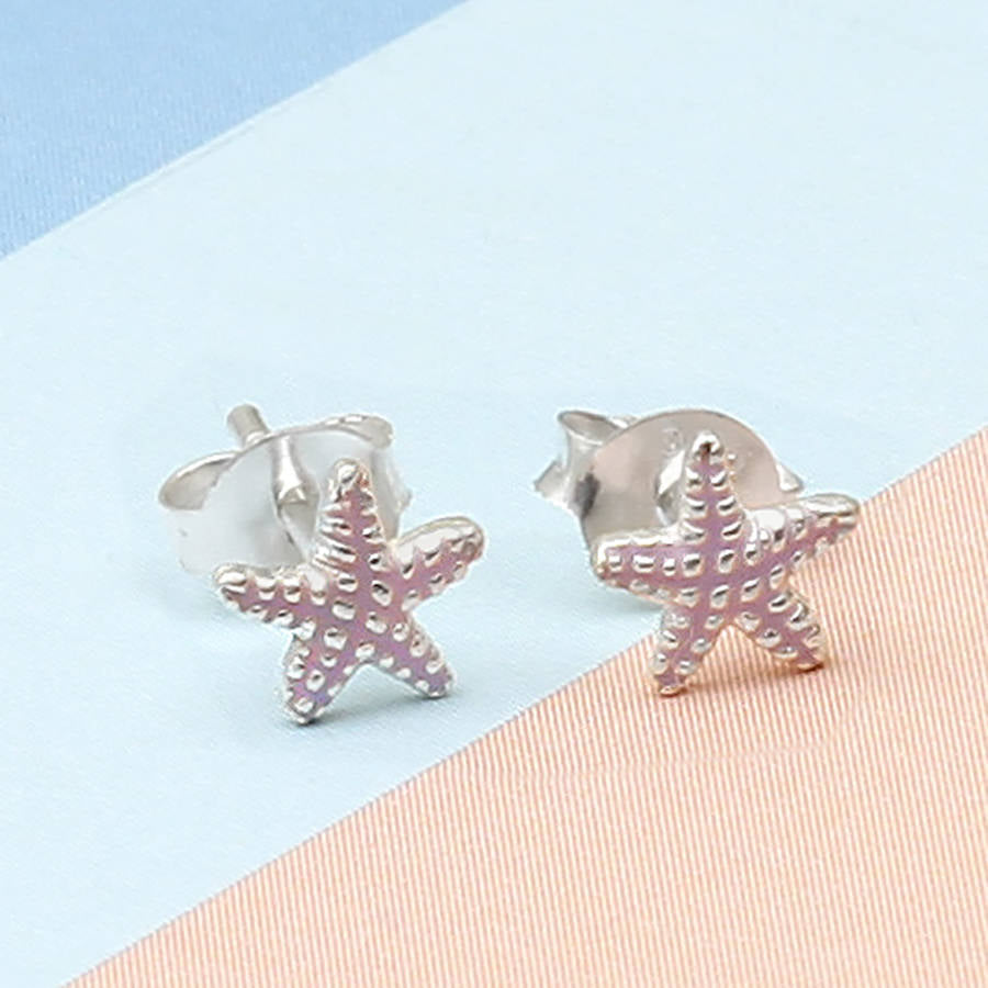 Tiny Sterling Silver Starfish Earrings