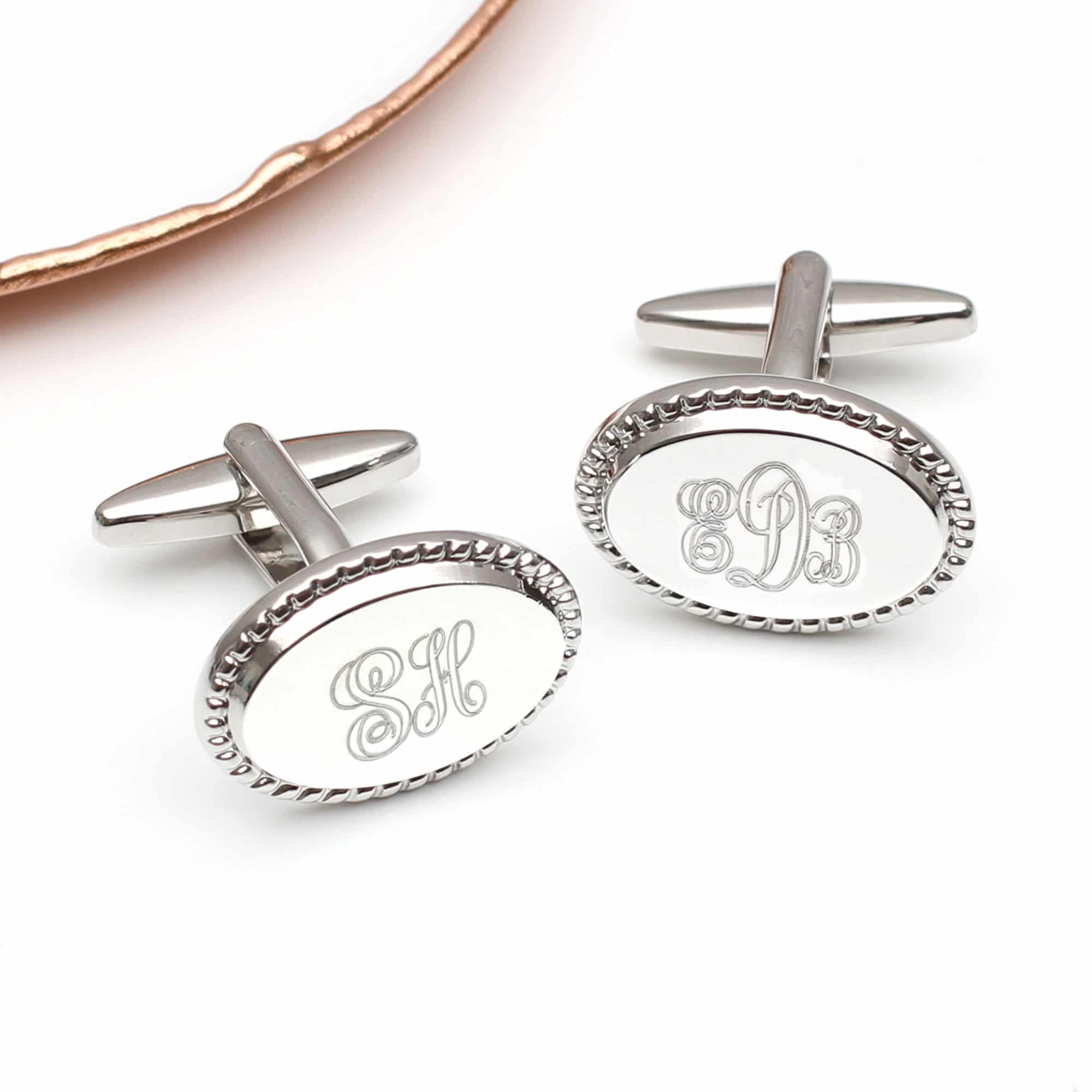 Personalised Grain Edge Monogram Cufflinks