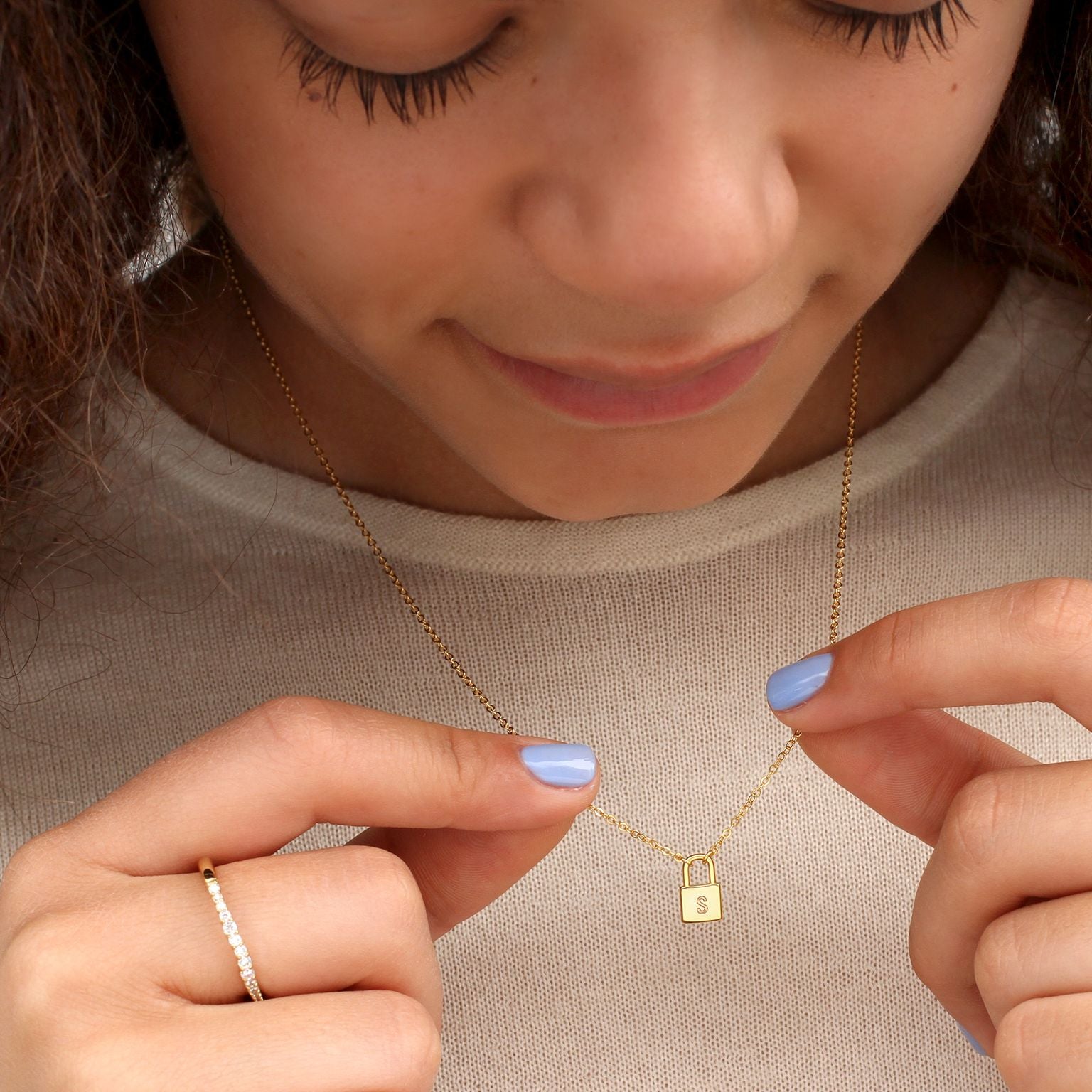 Personalised Gold Plated or Silver Padlock Necklace