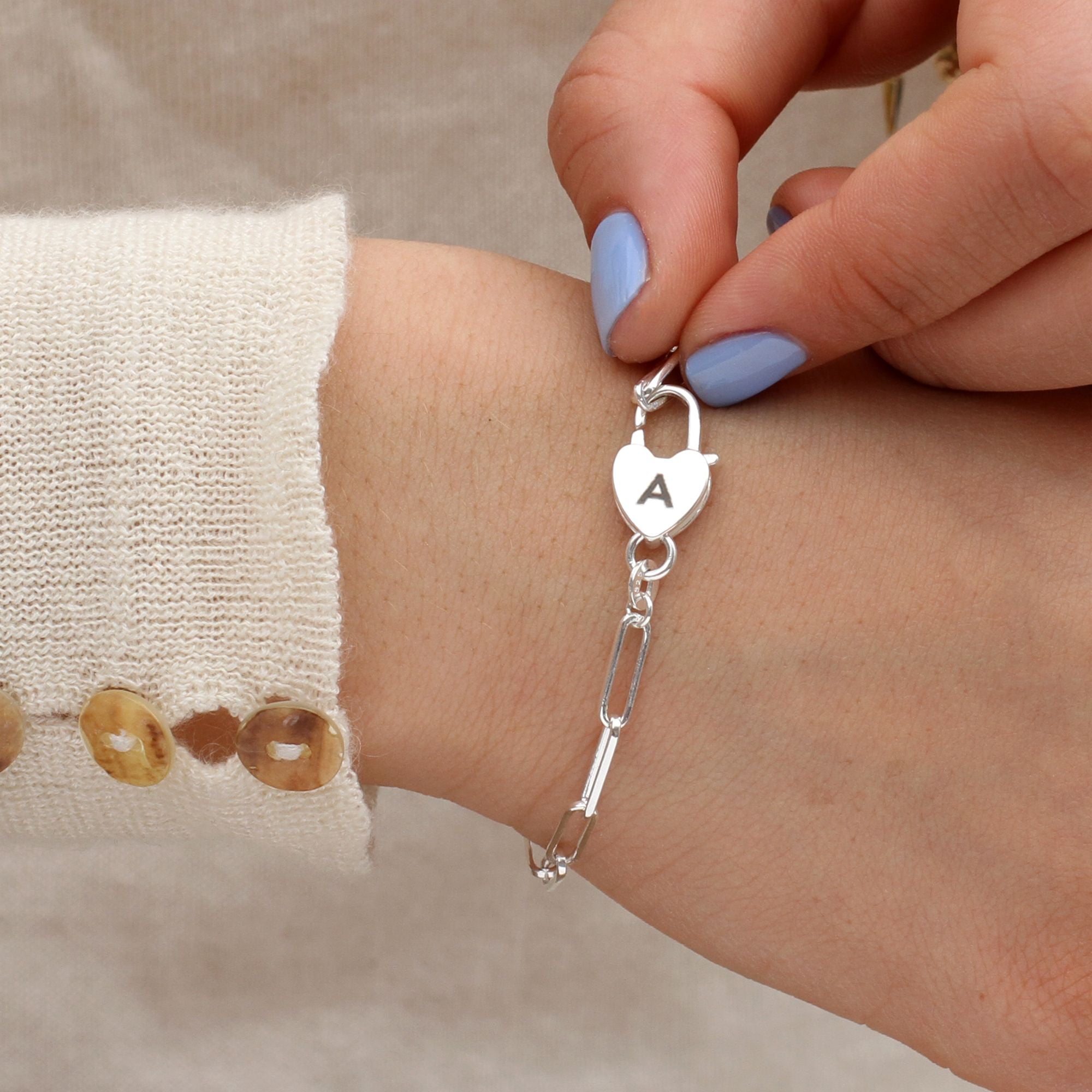 Personalised Sterling Silver Padlock Bracelet
