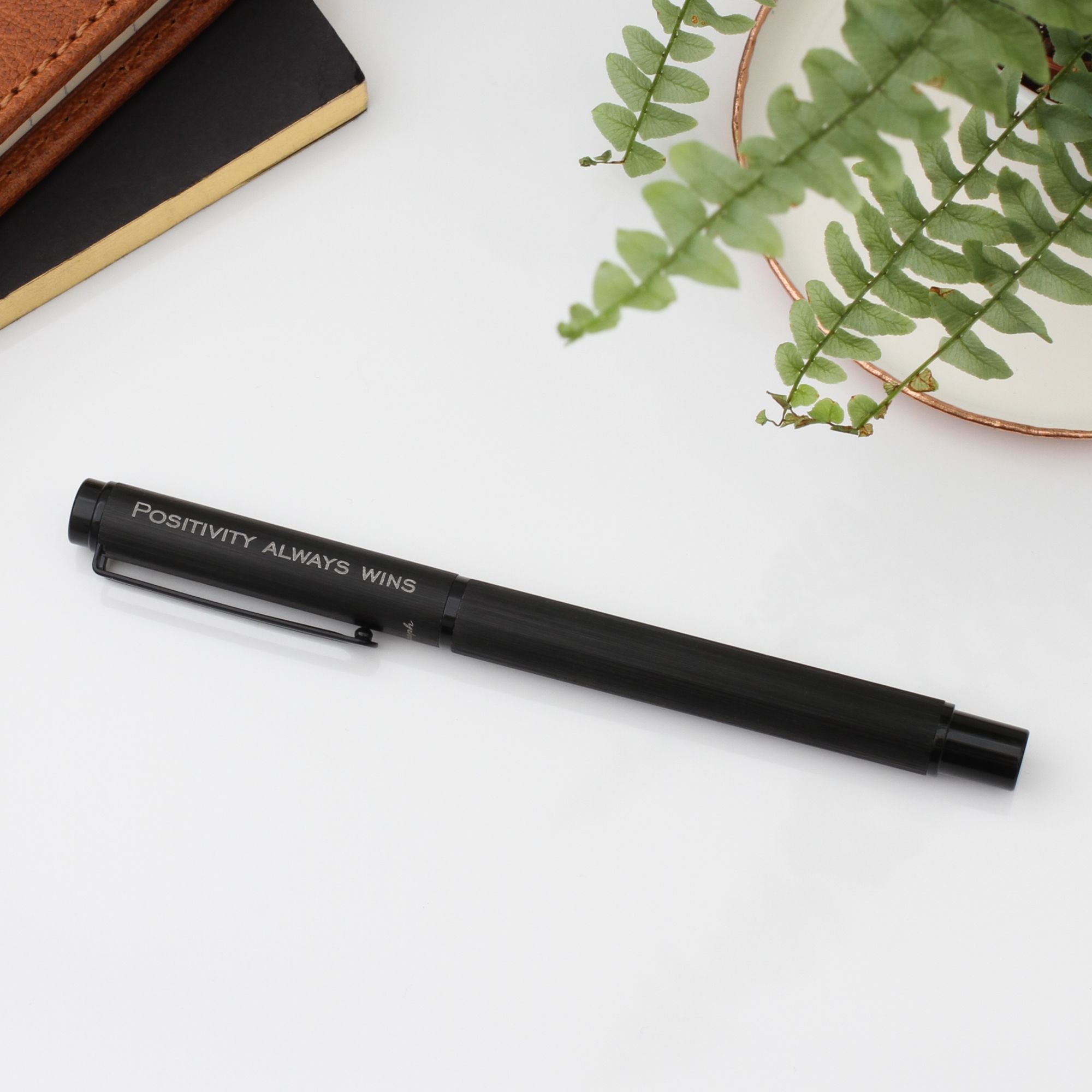 Personalised Black Textured Rollerball Pen