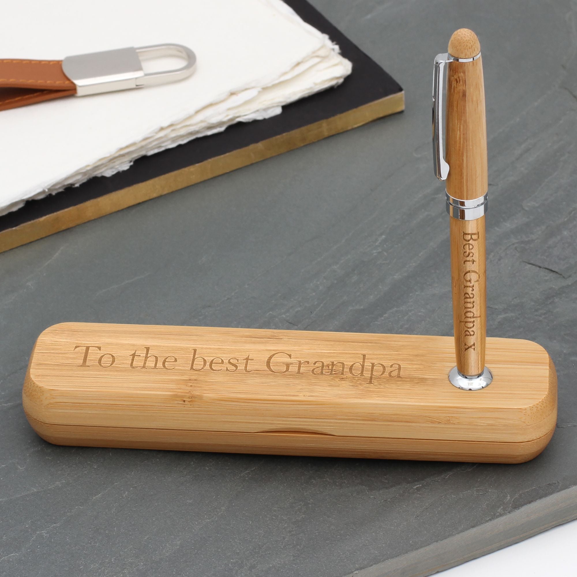Personalised Bamboo Pen & Pen Stand Gift Set