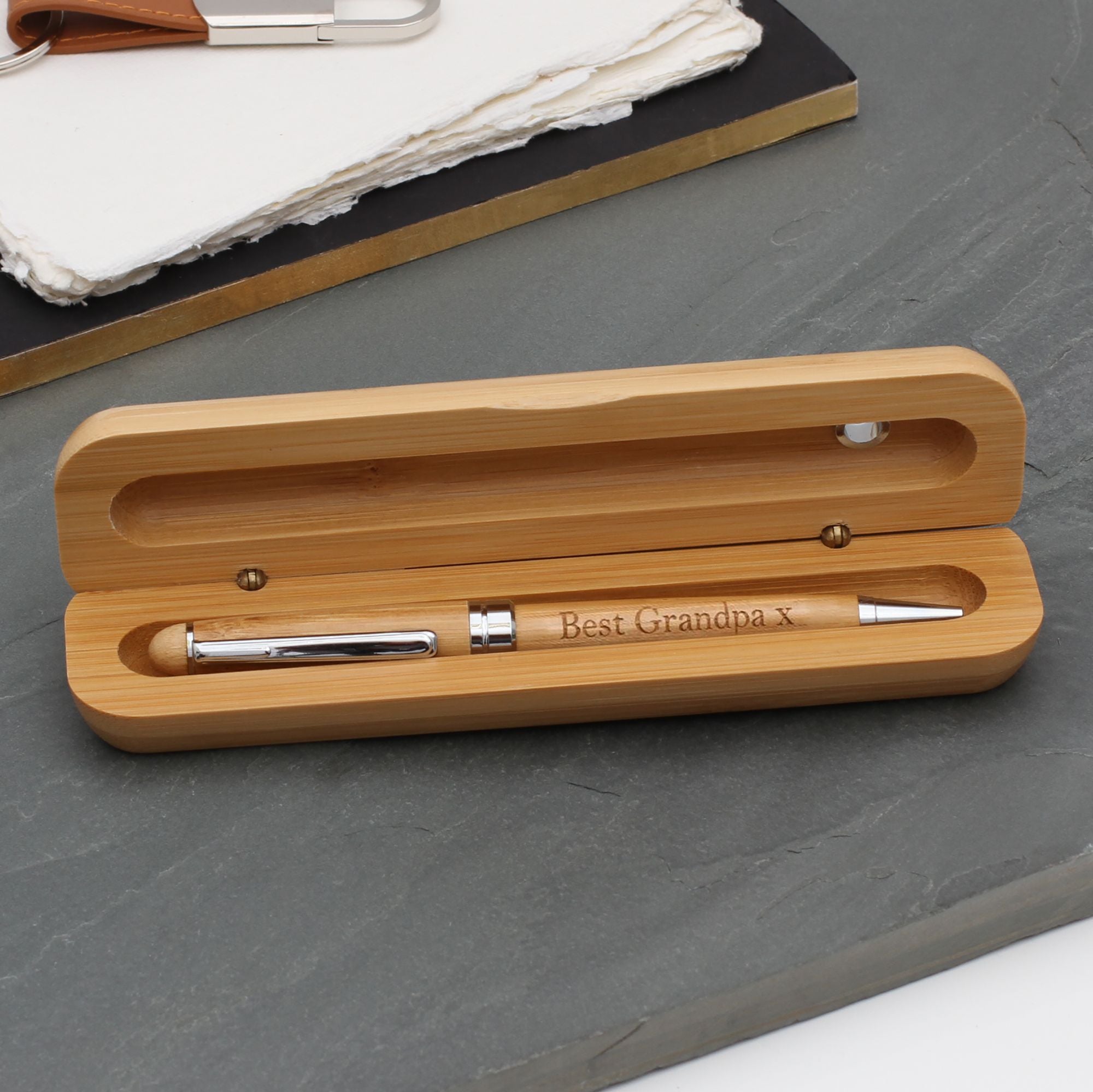 Personalised Bamboo Pen & Pen Stand Gift Set