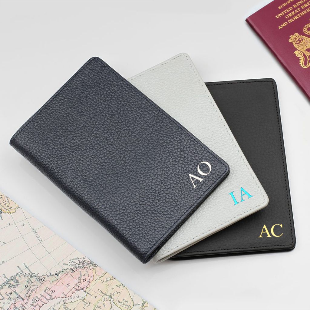 Luxury Leather Embossed Initial Passport Holder