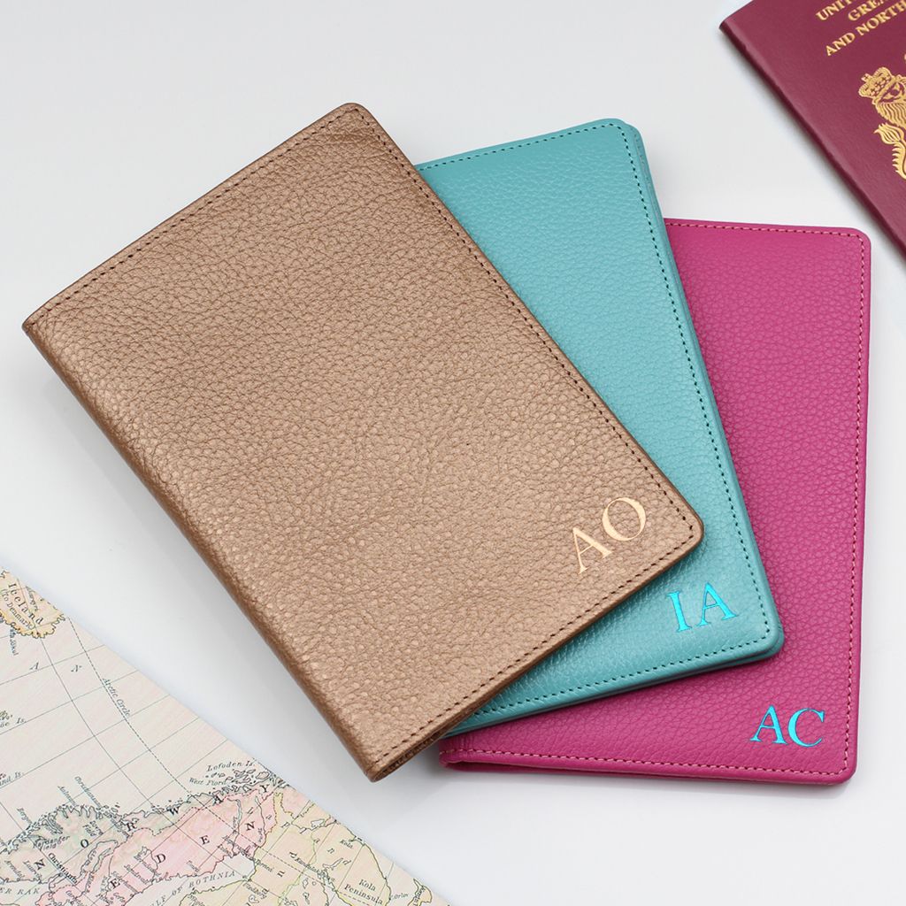 Luxury Leather Embossed Initial Passport Holder
