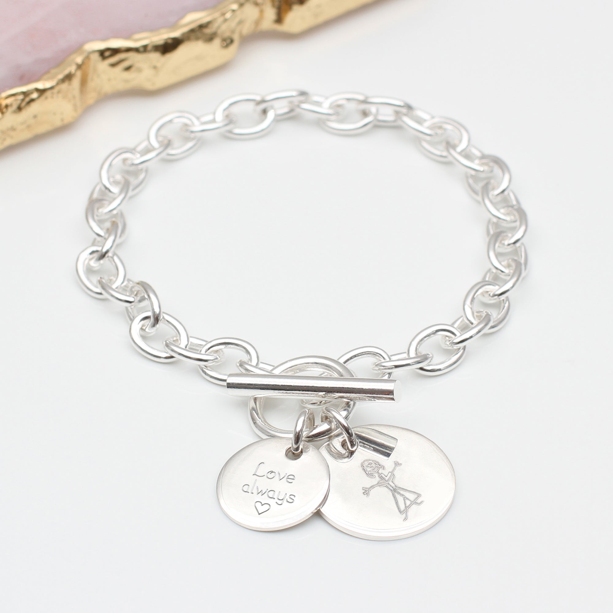 Personalised Sterling Silver Child's Drawing Charm Bracelet