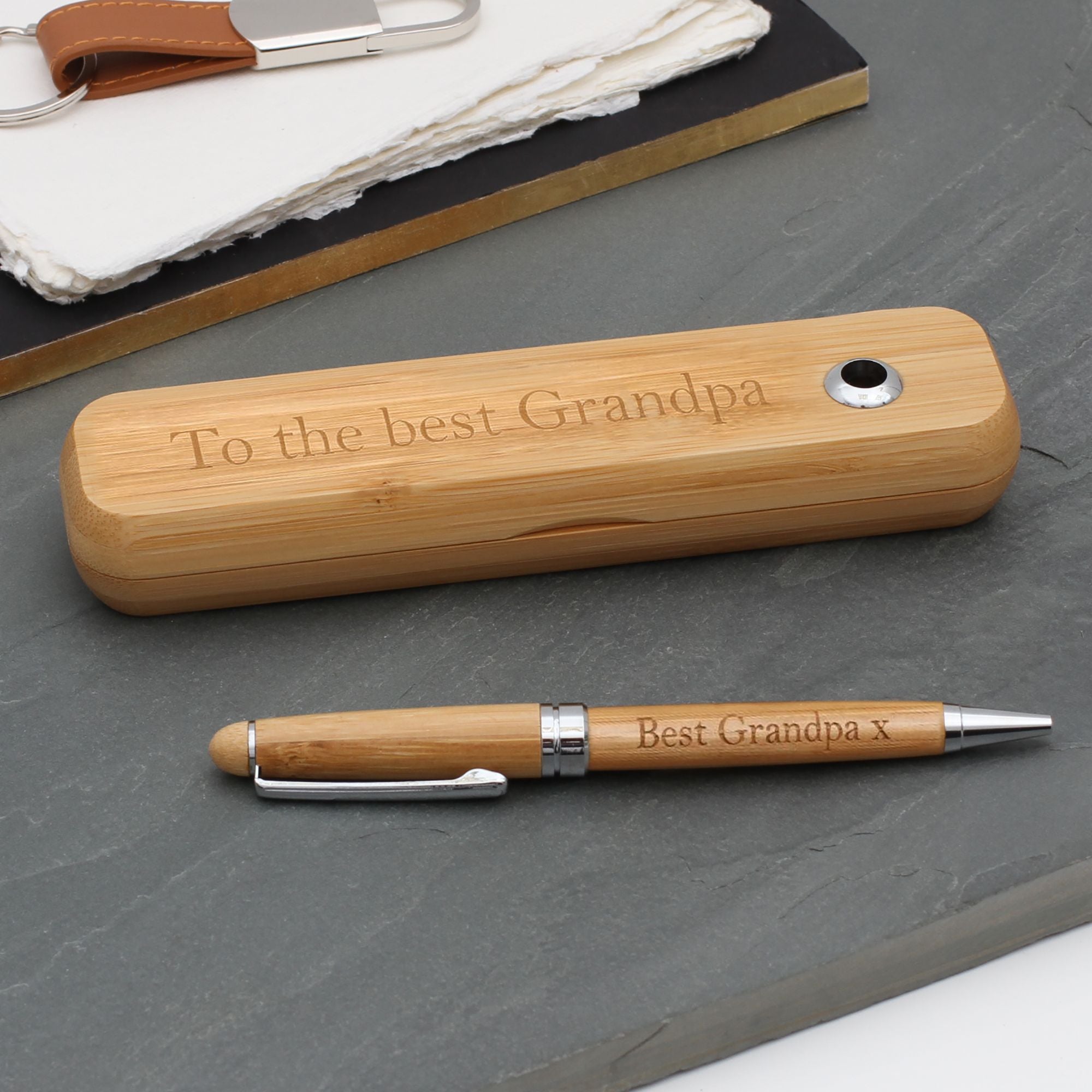 Personalised Bamboo Pen & Pen Stand Gift Set