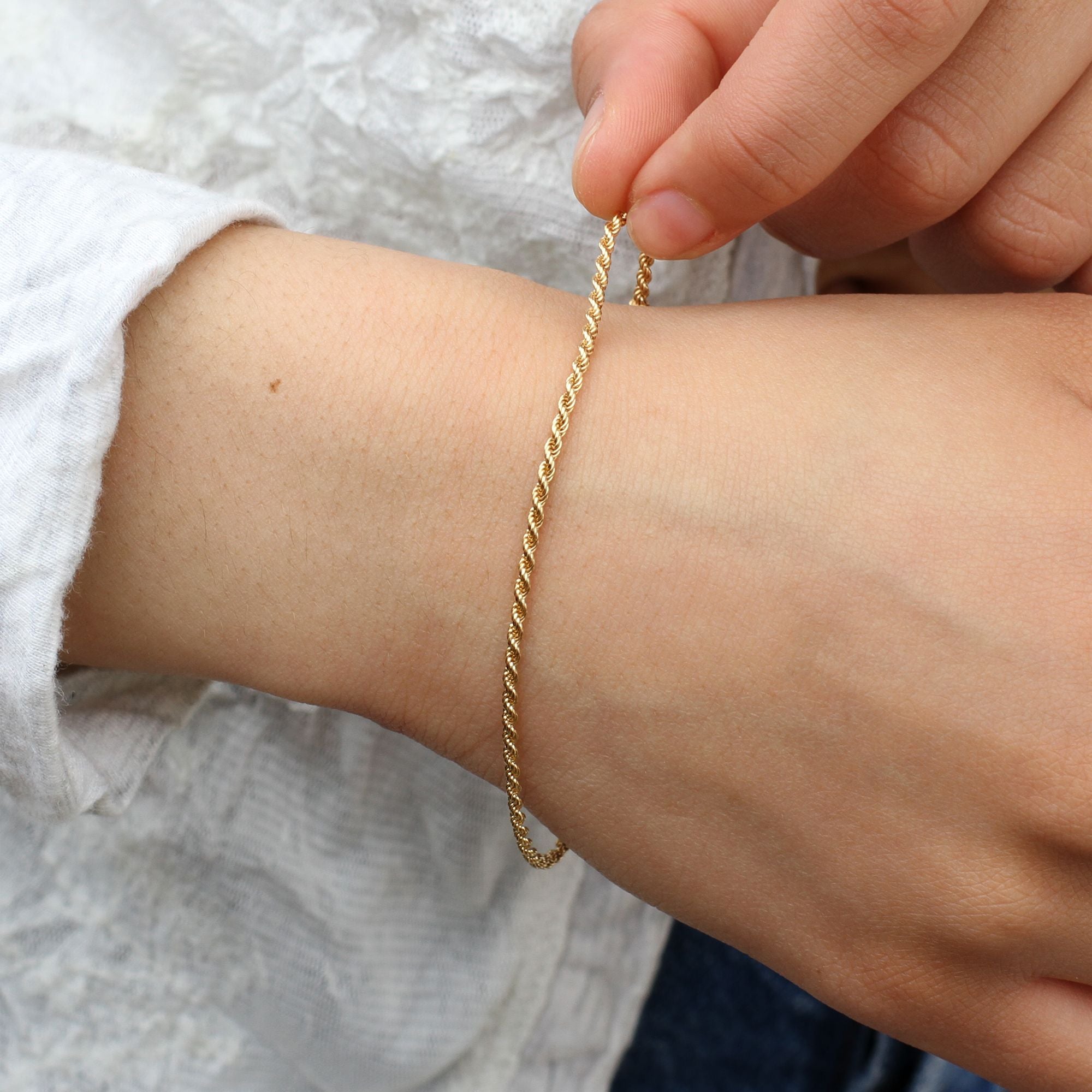 24ct Gold Plated Silver Or Silver Rope Chain Bracelet