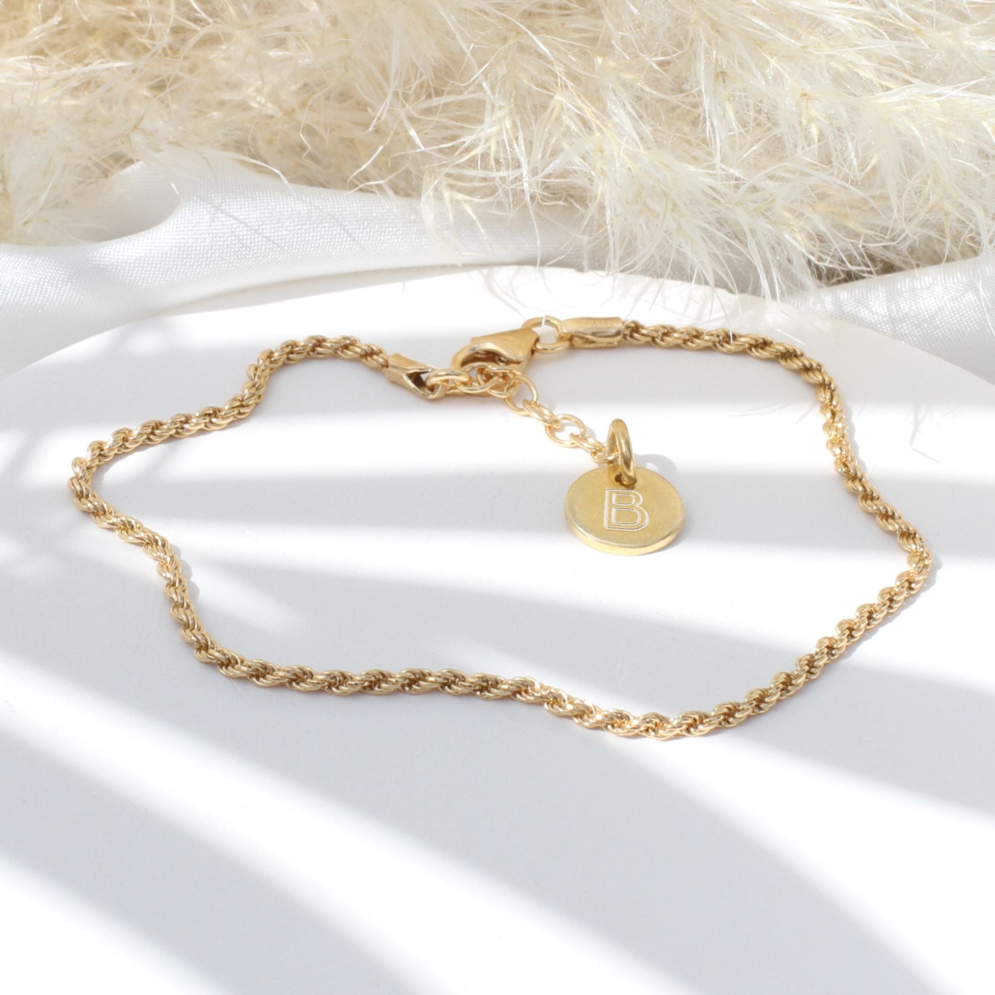 24ct Gold Plated Silver Or Silver Rope Chain Bracelet