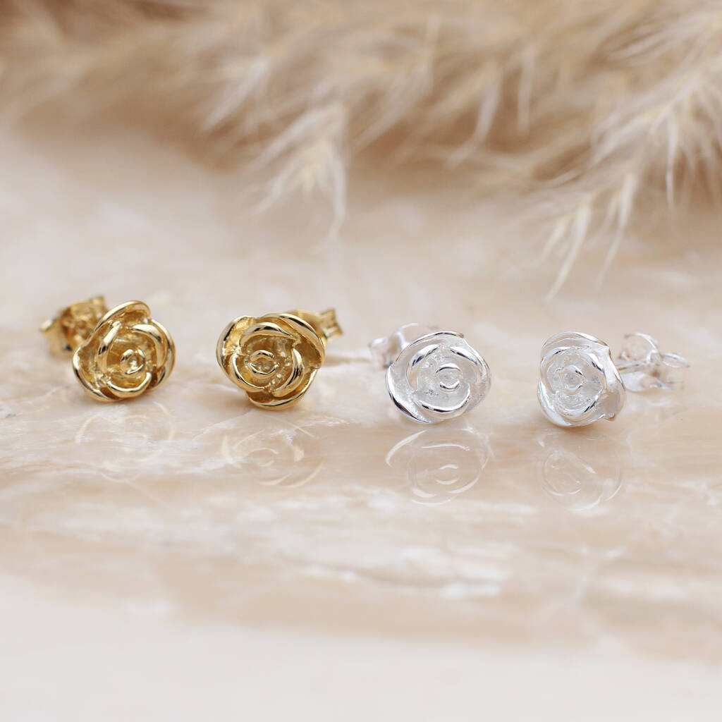 Gold Plated Rose Stud Earrings