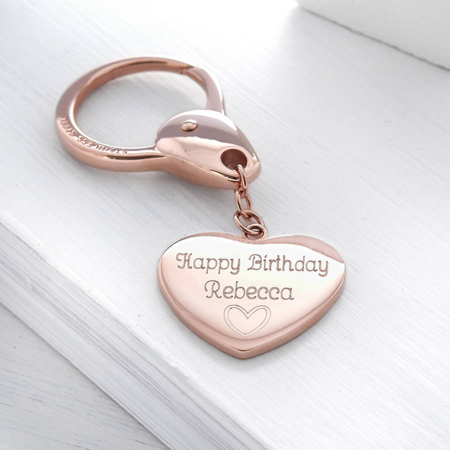 Rose Gold Personalised Heart Keyring
