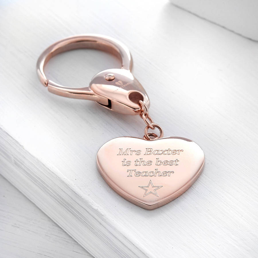 Rose Gold Personalised Heart Keyring