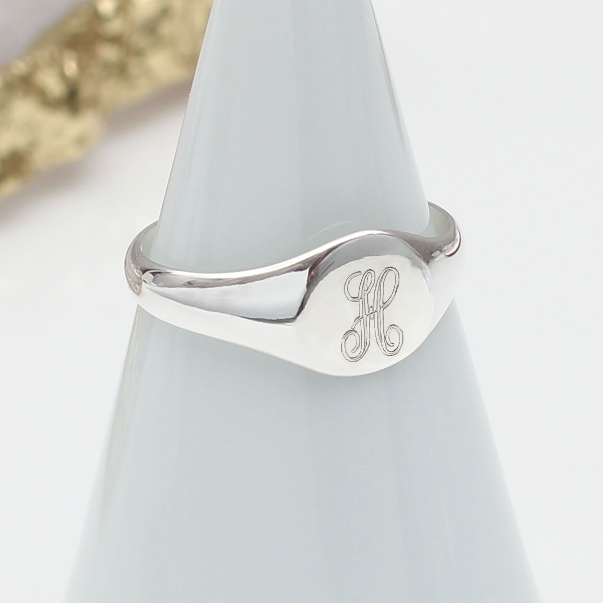 Sterling Silver Initial Pinky Ring