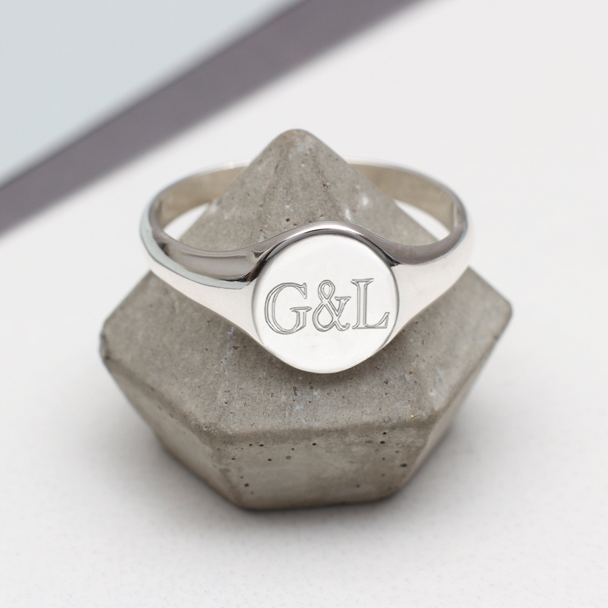 Sterling Silver Monogram Oval Signet Ring