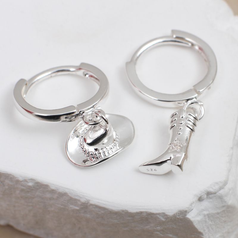 Gold Or Silver Cowboy Boot And Hat Huggie Hoops