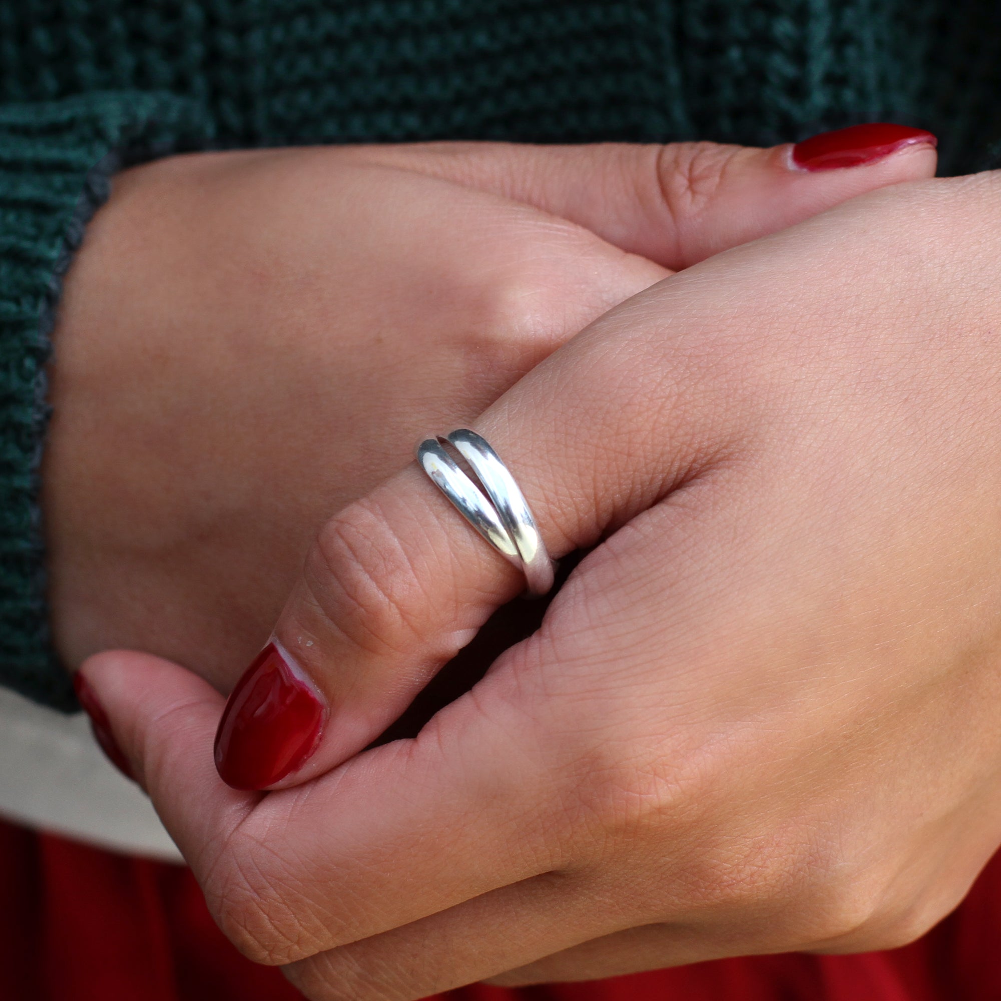 Sterling Silver Interlocking Bands Ring