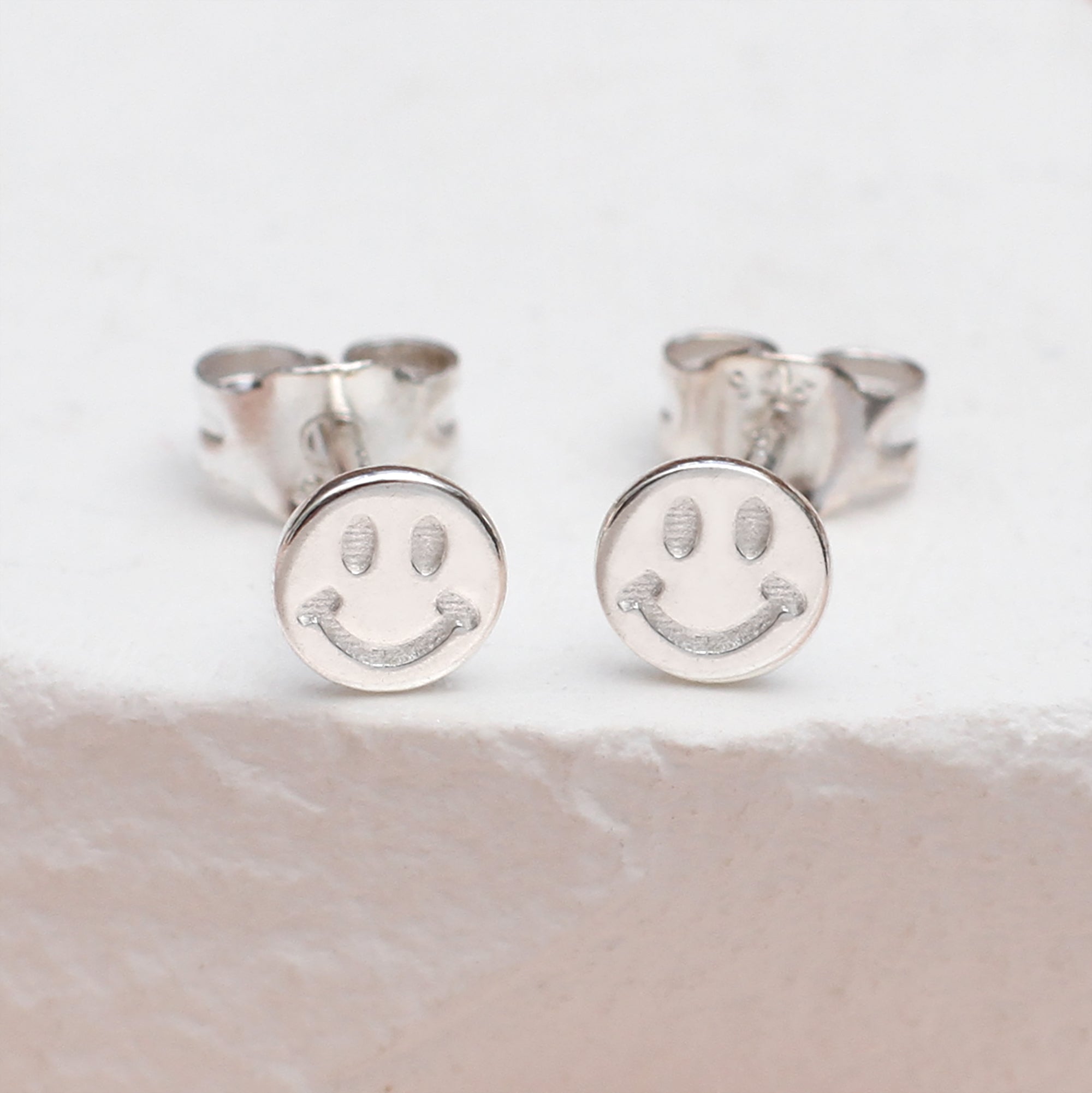 Silver Or Gold Plated Smiley Face Stud Earrings