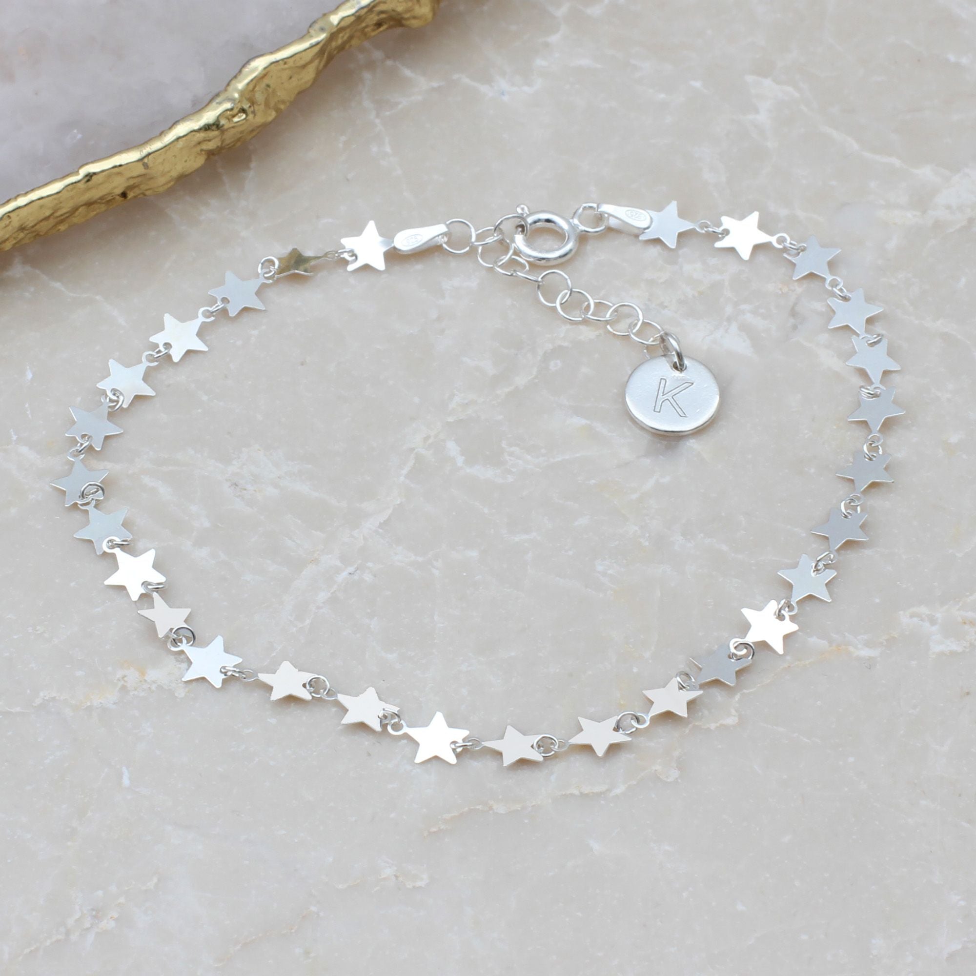 Personalised Sterling Silver Or 18ct Gold Plated Star Chain Anklet