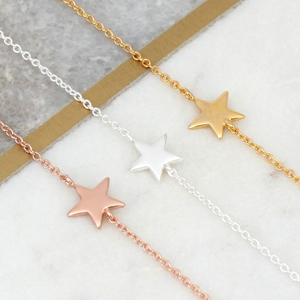 18ct Rose Gold Plated Personalised Star Bracelet