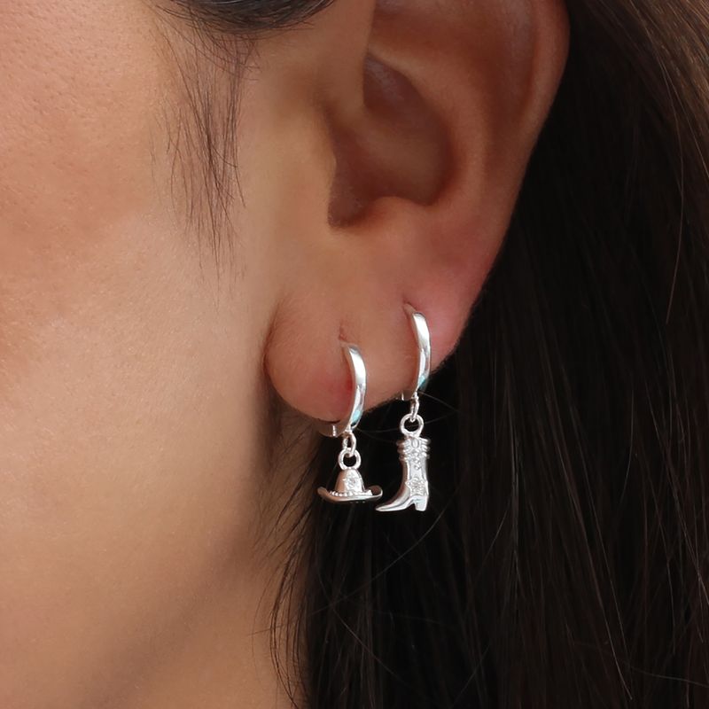Gold Or Silver Cowboy Boot And Hat Huggie Hoops