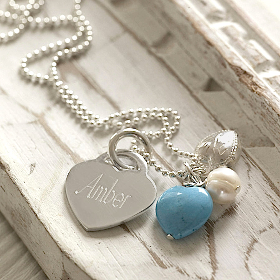 Personalised Sterling Silver And Turquoise Necklace