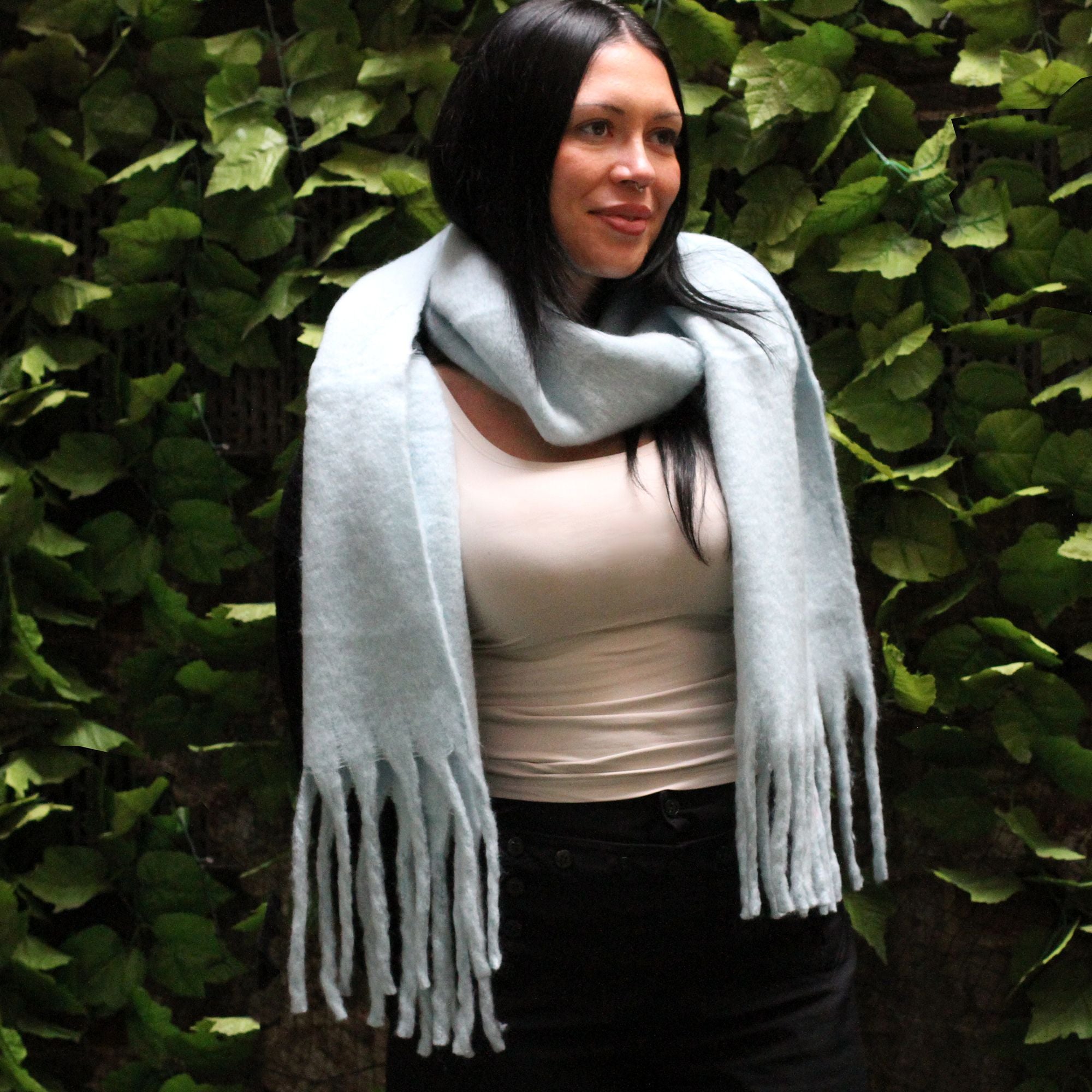 Heavyweight Baby Blue Tassel Scarf
