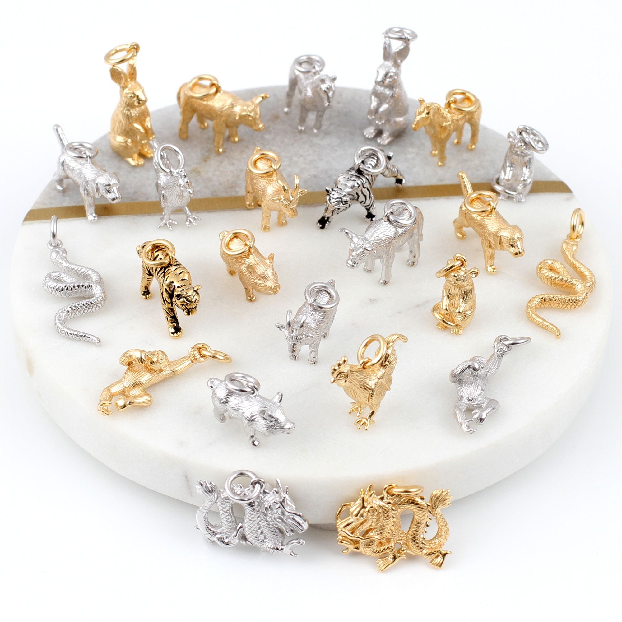 Sterling Silver or 18ct Yellow Gold Plated Chinese Zodiac Pig charm