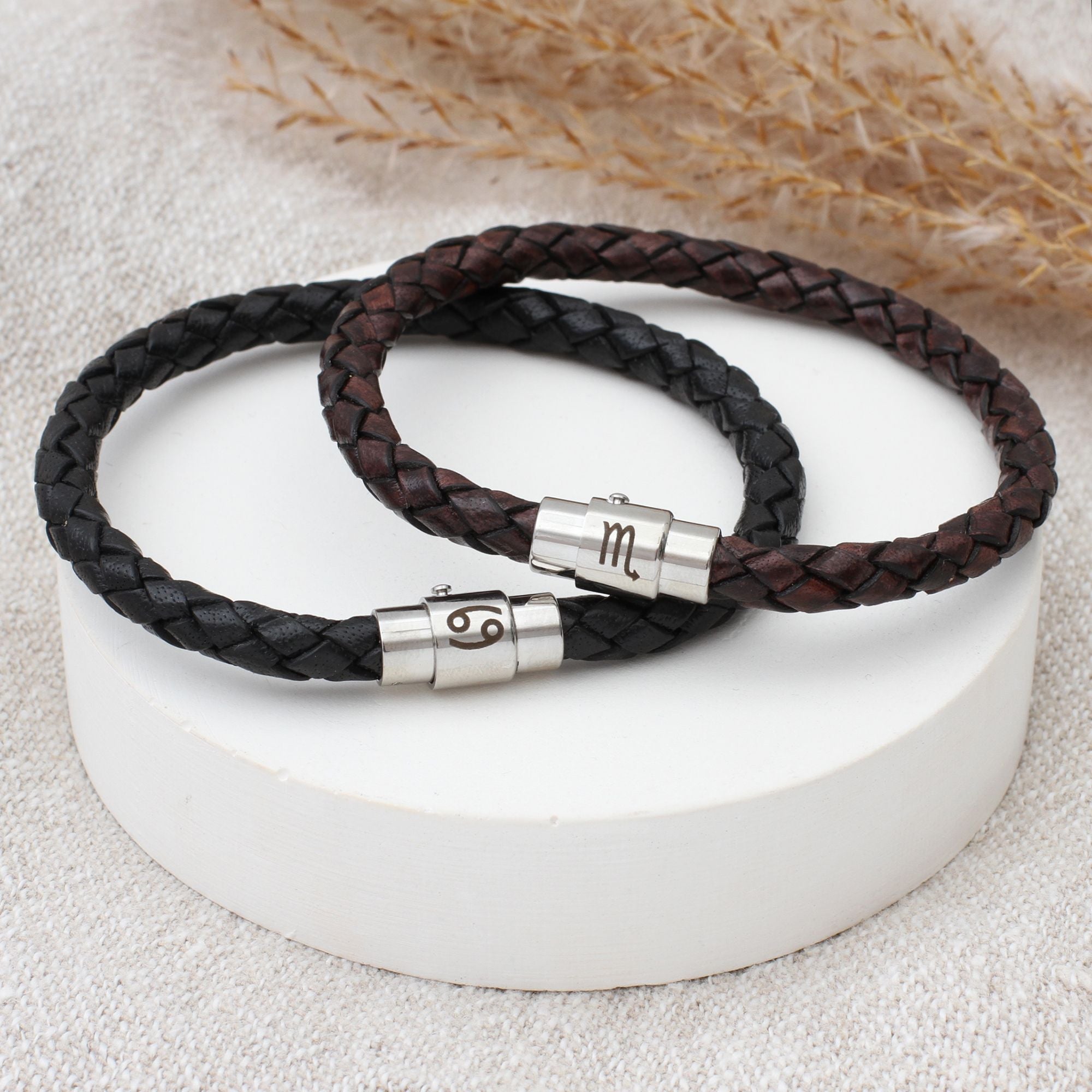 Personalised Zodiac Leather Bracelet