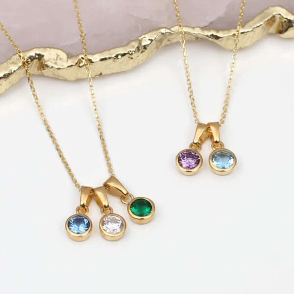 gold birthstone pendant necklaces