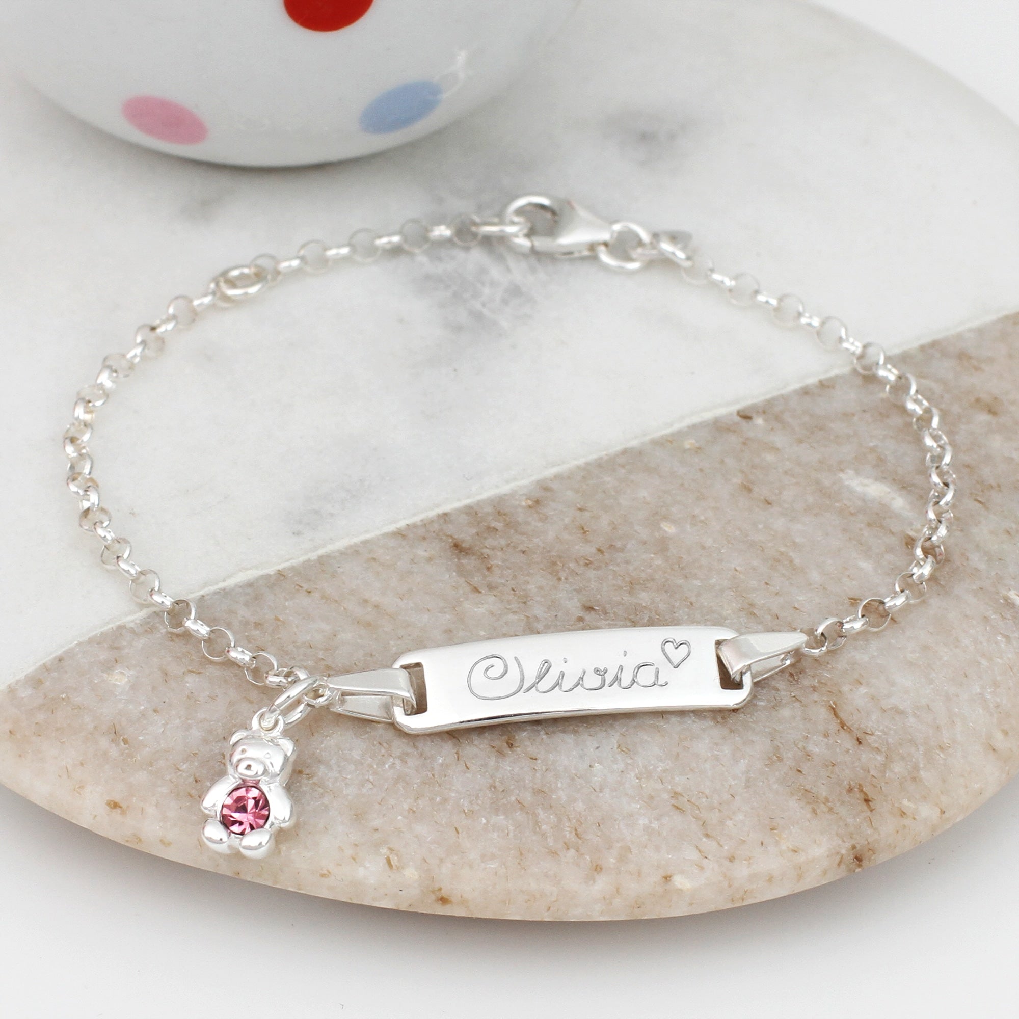Sterling Silver Personalised Birthstone Ball Bracelet