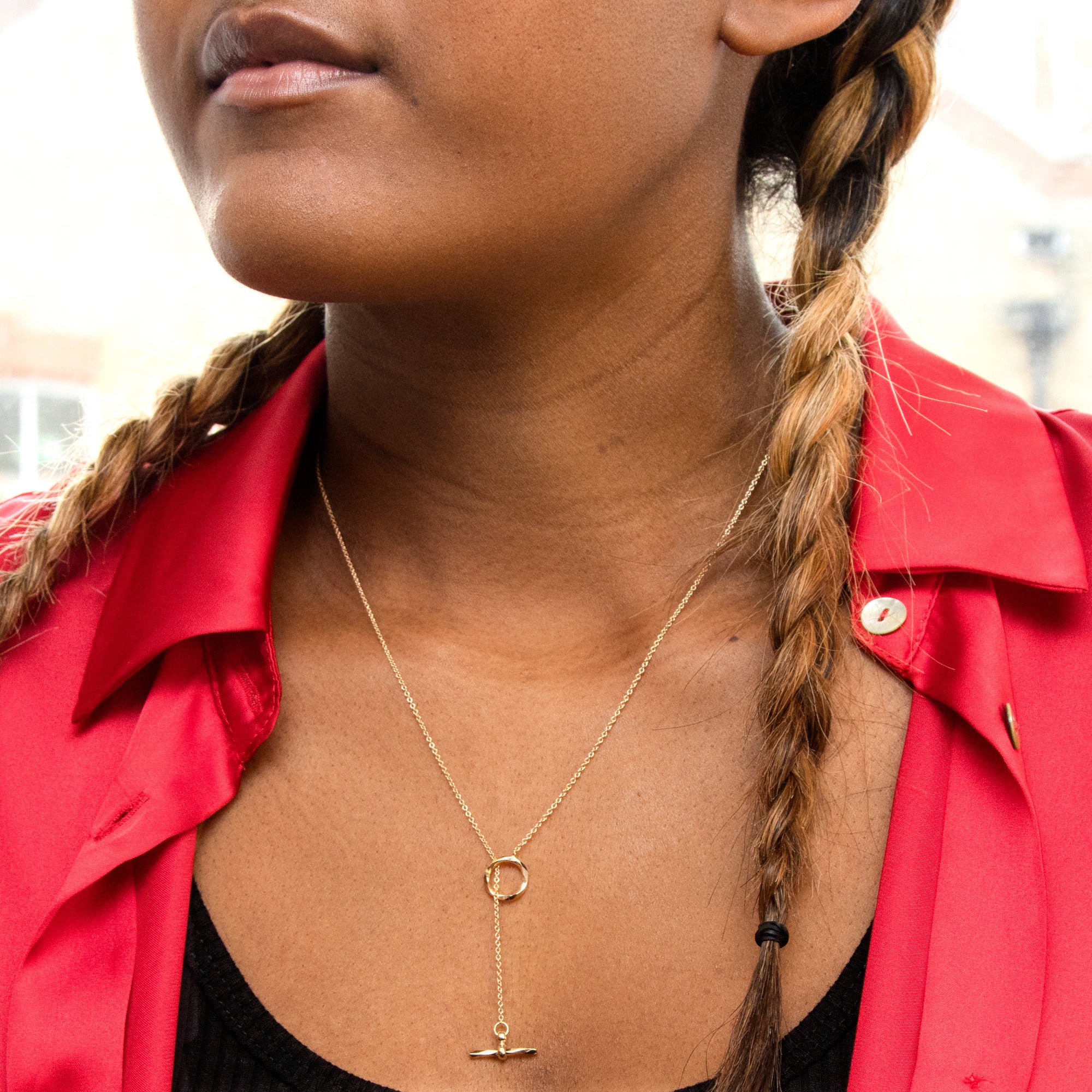 9ct Yellow Gold Lariat T-Bar Diamond Cut Necklace