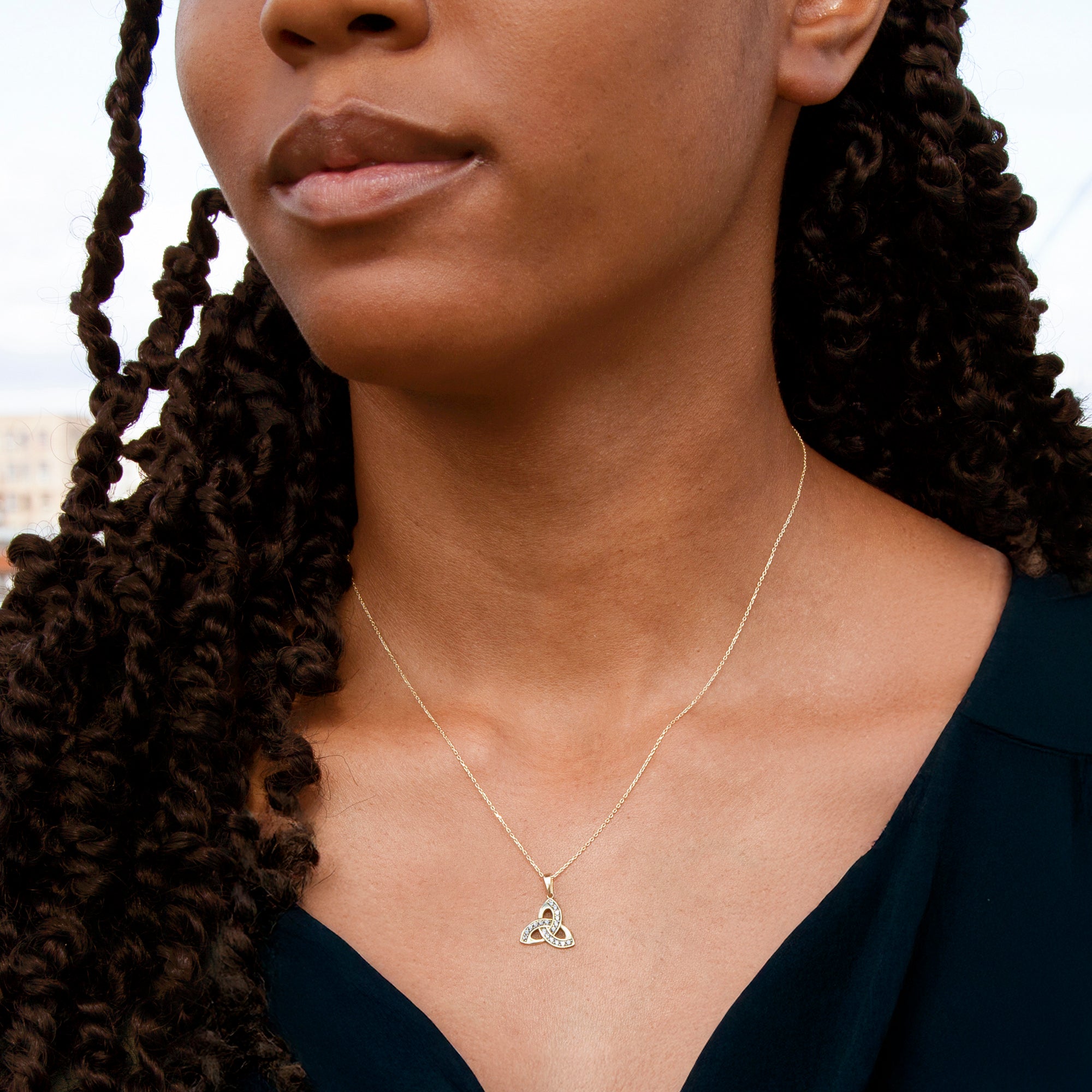 9ct Yellow Gold Cubic Zirconia Celtic Knot Necklace
