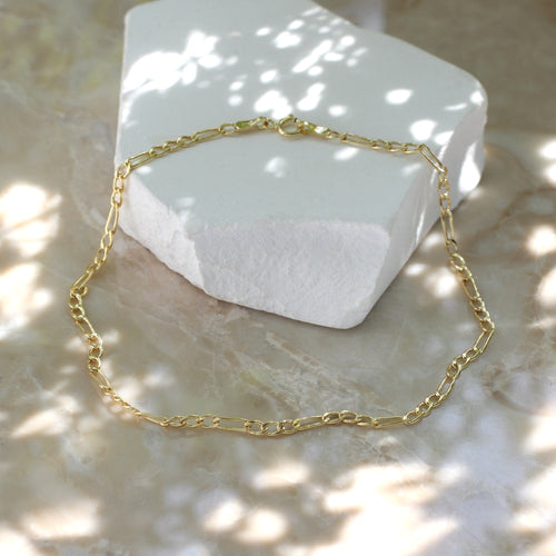 9ct Yellow Gold Figaro Chain Anklet