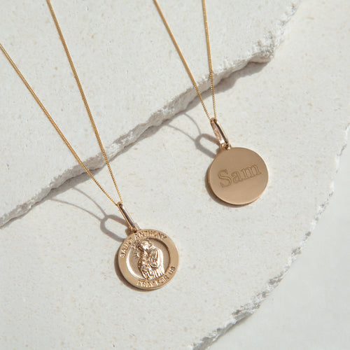 Personalised 9ct St Anthony Medal Necklace