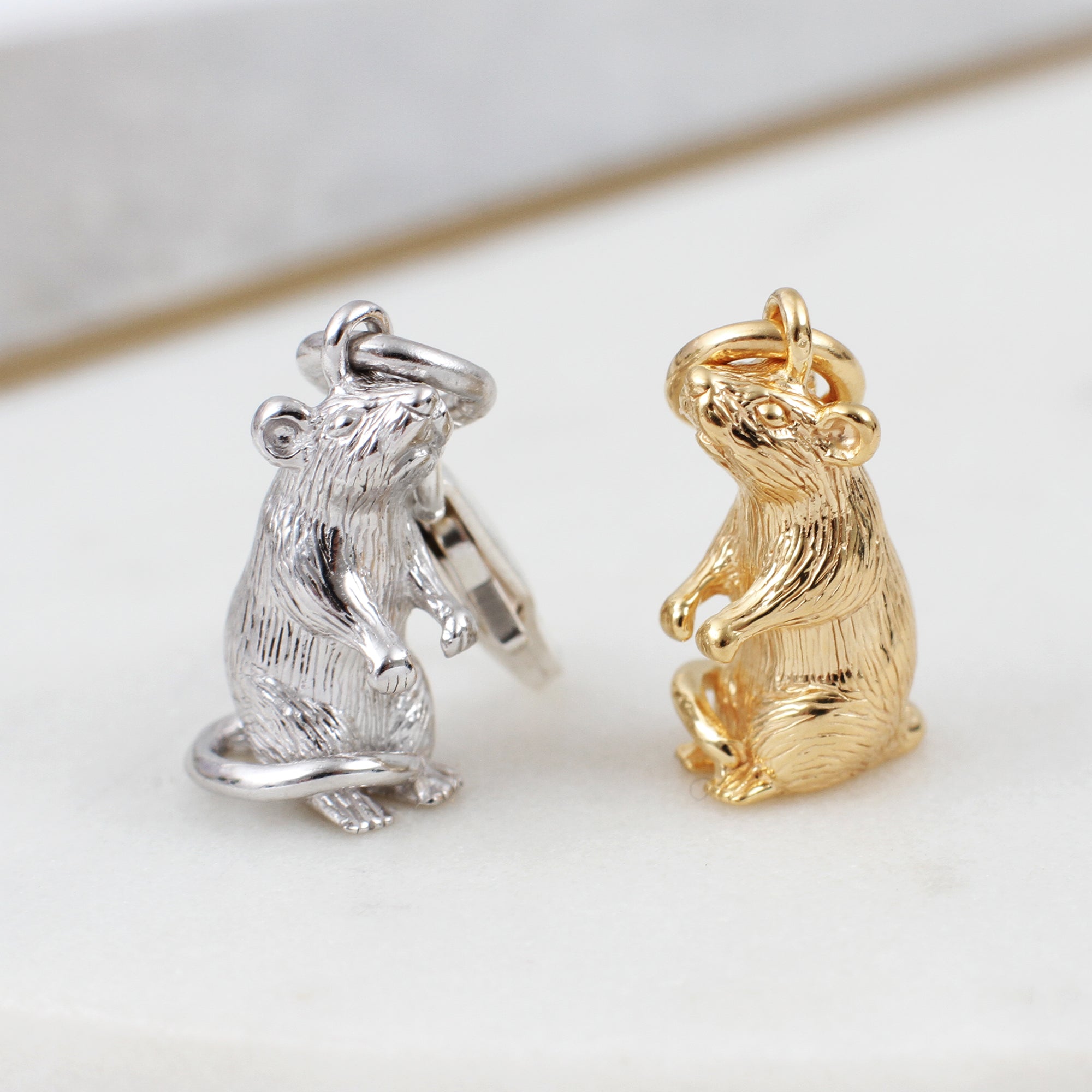 Sterling Silver or 18ct Yellow Gold Plated Chinese Zodiac Rat Charm