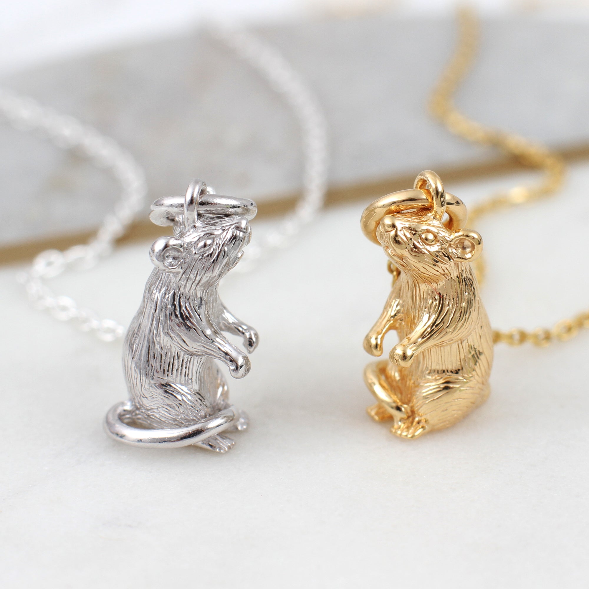Sterling Silver or Yellow Gold Vermeil Chinese Zodiac Rat Necklace ...