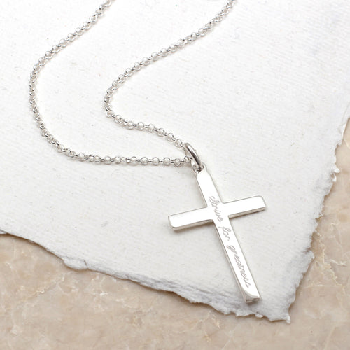 Personalised Sterling Silver Cross & Chain
