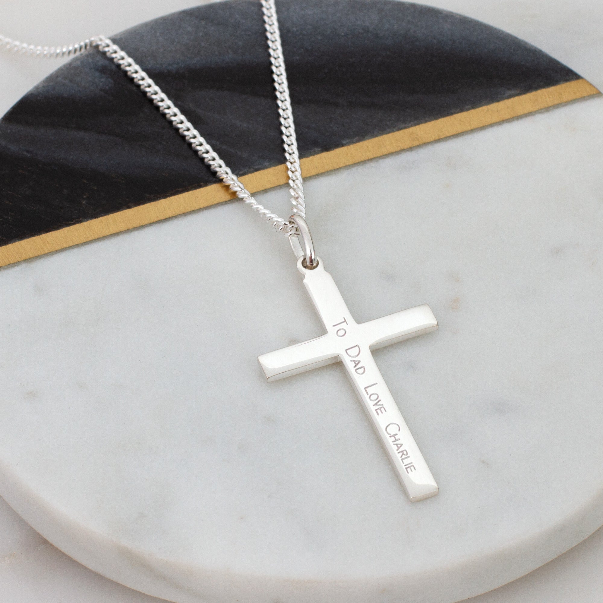 Personalised Sterling Silver Cross & Chain