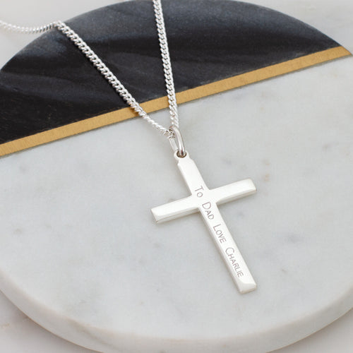 Personalised Sterling Silver Cross & Chain