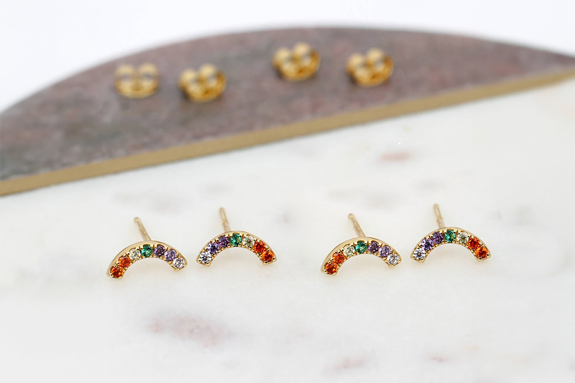 18ct Gold Plated Rainbow Stud Earrings