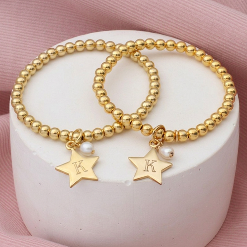 Personalised Gold Plated Star Charm Ball Bracelet